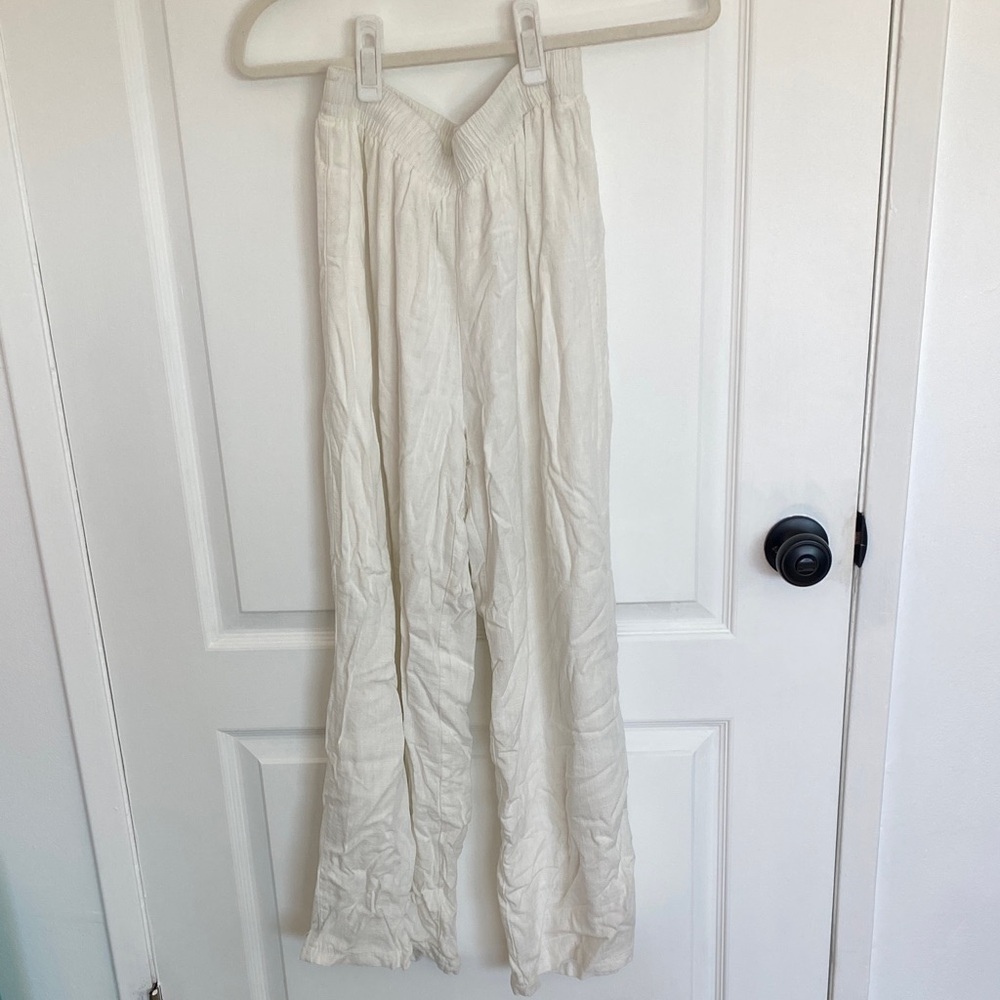 Lightweight Cream Wide-Leg Pants